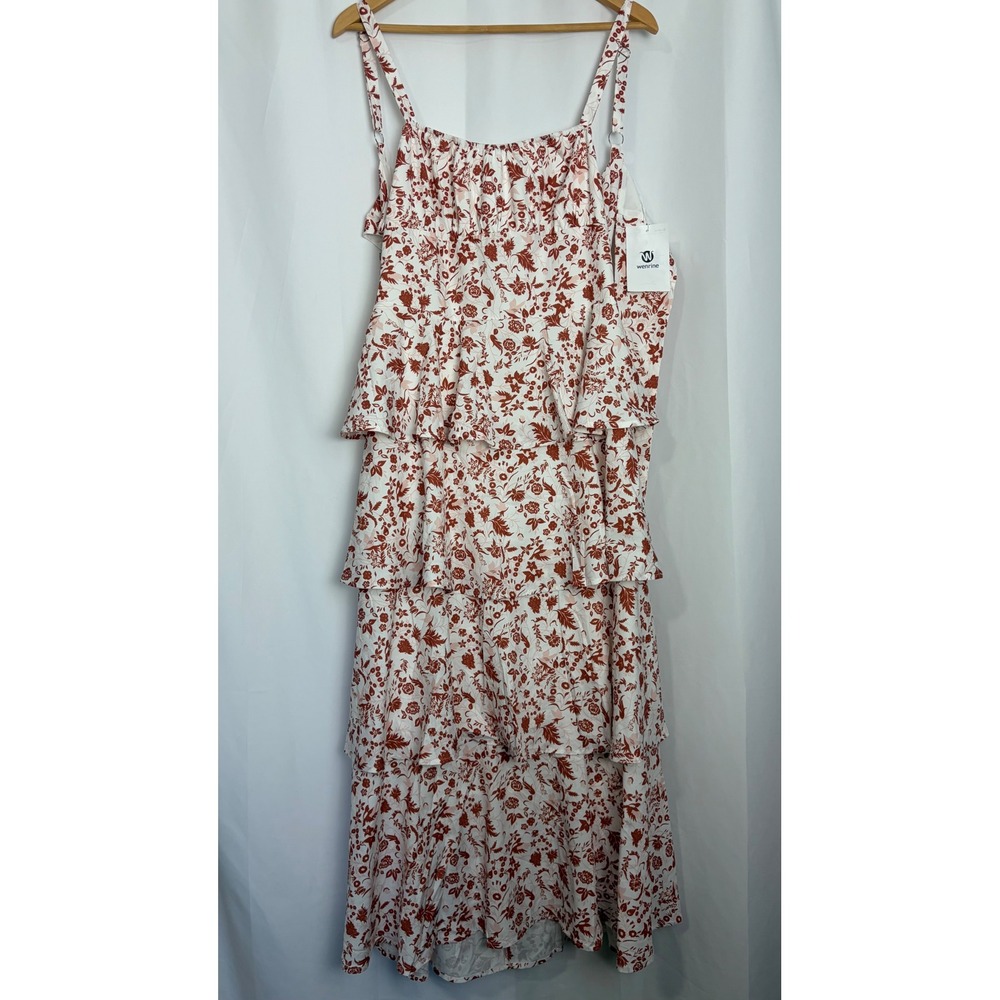 NEW Floral Tiered Maxi XL Dress Boho Tie Back Cutout Cottagecore Ruffle Event